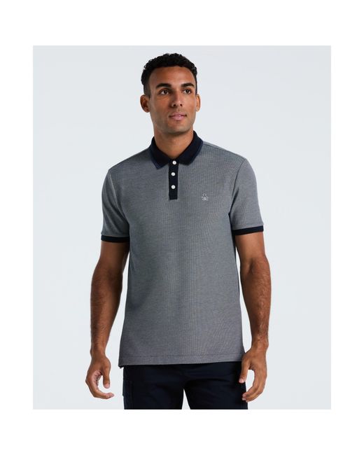 Original Penguin Blue Tricolour Pique Polo Shirt In Dark Sapphire for men