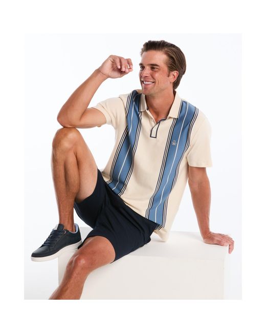 Original Penguin Blue Jacquard Vertical Stripe Polo Shirt In Birch for men