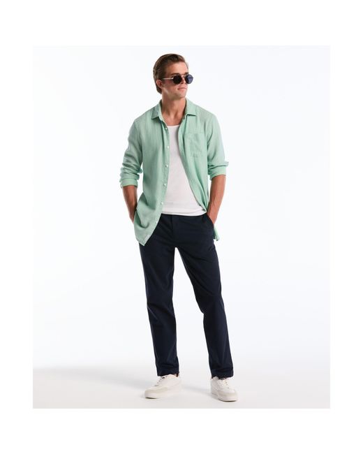 Original Penguin Green Waffle Dobby Shirt In Hemlock for men