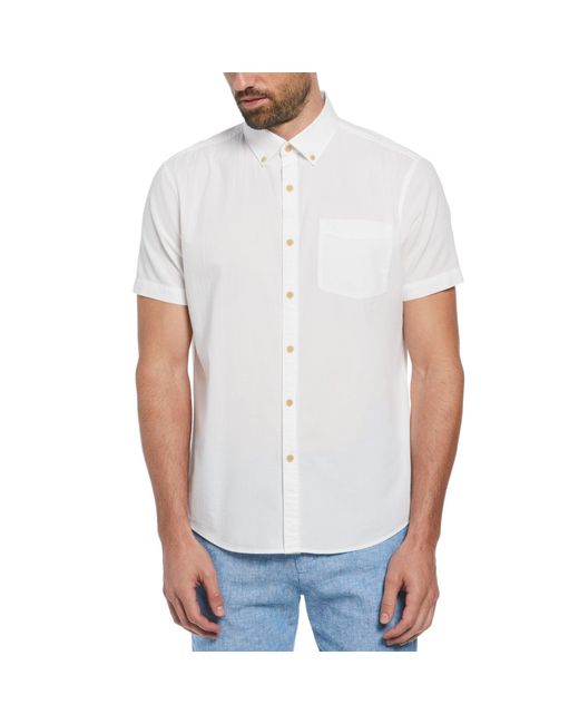 Original Penguin Seersucker Button-down Short Sleeve Shirt In Bright White for men