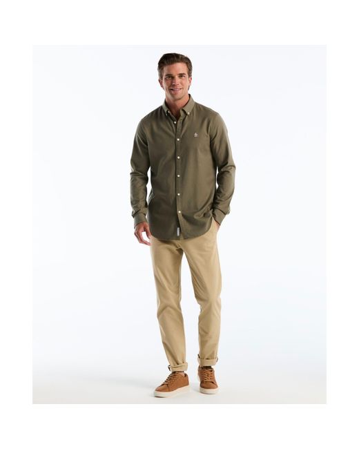 Original Penguin Green Oxford Shirt In Dusty Olive for men
