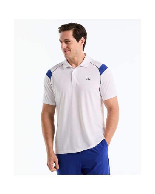 Original Penguin Raglan Stripe Tennis Polo In Bright White for men