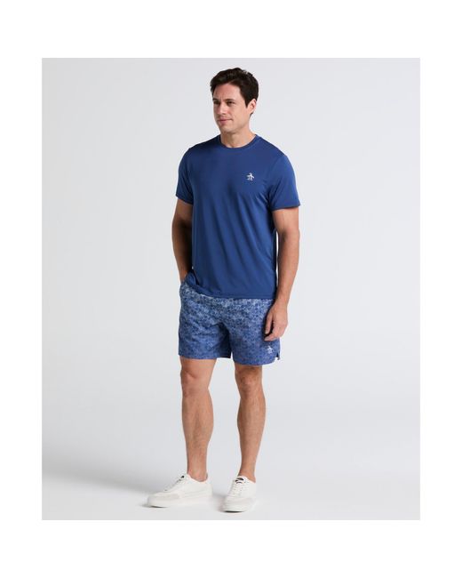 Original Penguin Blue Graphic Print Performance Tennis Shorts In True Navy for men