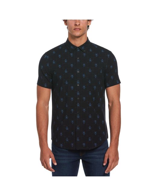 Original Penguin Ecoverotm Blend Pete Print Shirt In True Black for men