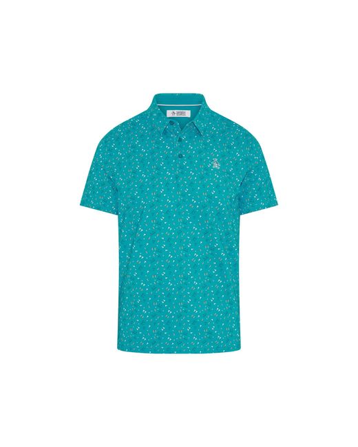 Original Penguin Blue Sake-tini Print Golf Polo In Caribbean Sea for men