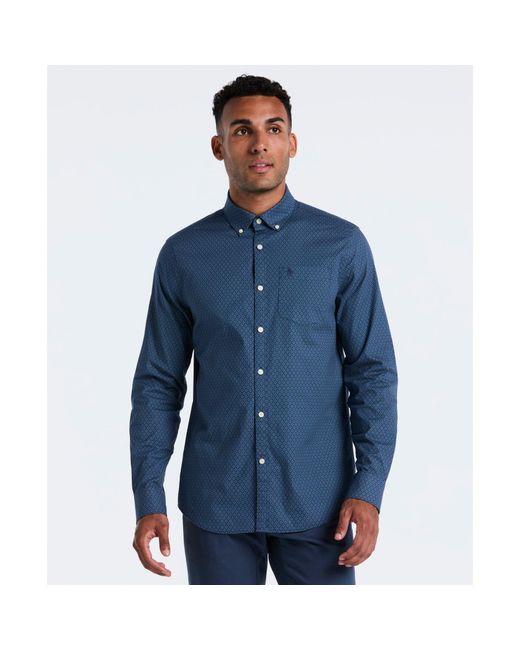 Original Penguin Blue Micro Diamond Print Shirt In Sargasso Sea for men