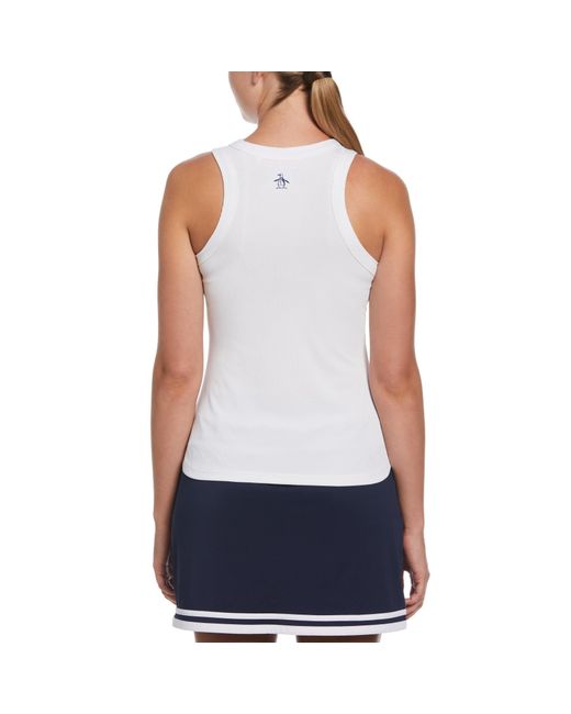 Original Penguin Women's Ribbed Tennis Tank Top In Bright White for men