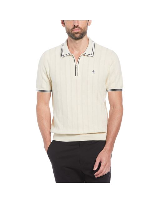 Original Penguin White Cashmere-like Cotton Tipped Short Sleeve Polo Shirt Sweater In Birch for men
