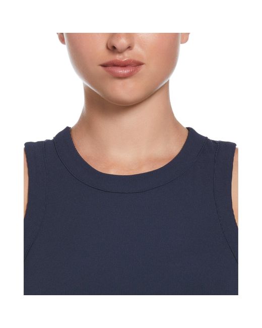 Original Penguin Blue Women's Ribbed Tennis Tank Top In Black Iris for men