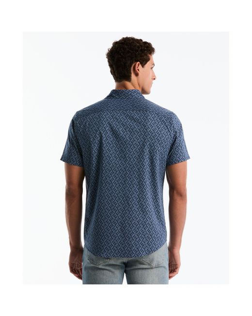 Original Penguin Blue Rattan Stripe Short Sleeve Shirt In Sargasso Sea for men