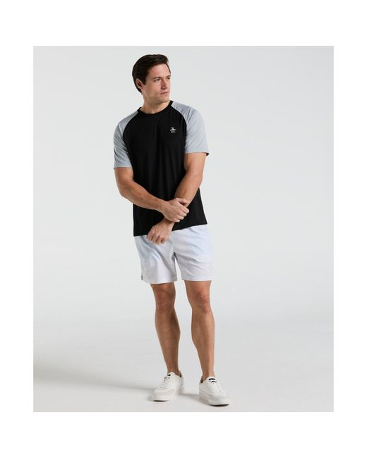 Original Penguin Black Blocked Performance Tennis T-shirt In Caviar for men