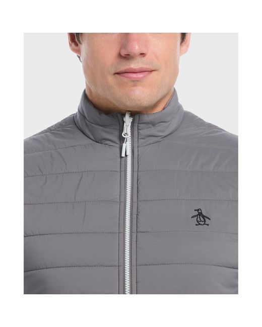 Original Penguin Gray Reversible Insulated Golf Gilet In Quiet Shade for men