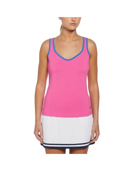 Original Penguin Women's Heart Tennis Tank Top With Back Knot Detail In Cheeky Pink for men
