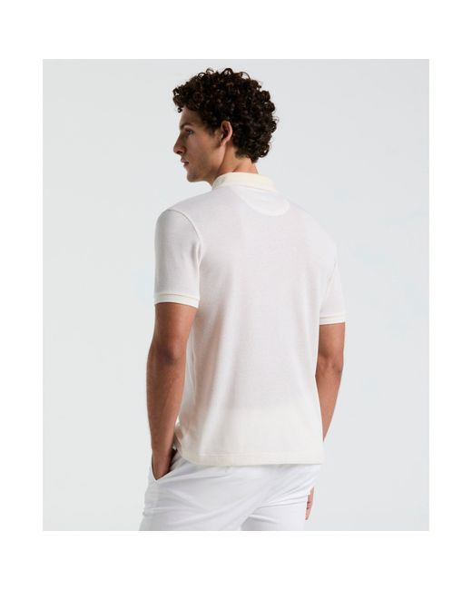 Original Penguin White Jacquard Tipped 1/4 Zip Polo Shirt In Birch for men