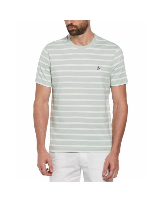 Original Penguin Gray Organic Cotton Breton Striped T-shirt In Silt Green for men