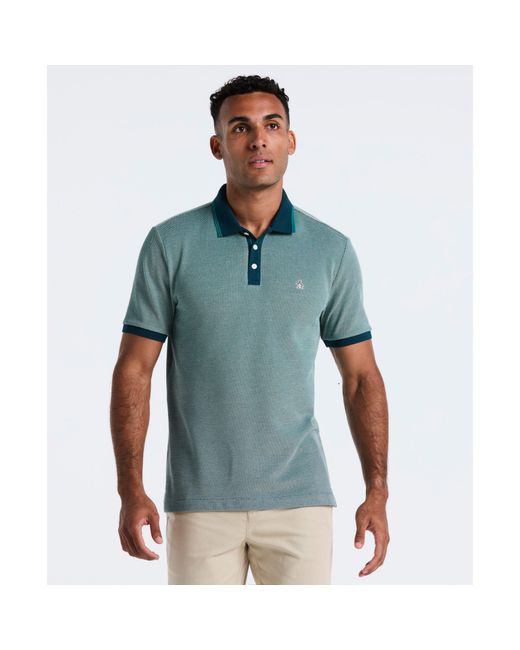 Original Penguin Blue Tricolour Pique Polo Shirt In Reflecting Pond for men