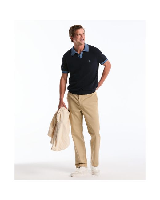 Original Penguin Black Straight Fit Chinos In Travertine for men