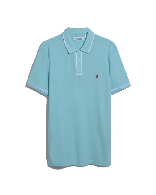 Original Penguin Blue Icons Bentley Mesh Polo Shirt In Plume for men