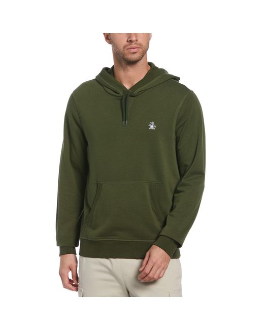 Original Penguin Sticker Pete Pullover Fleece Hoodie In Rifle Green for men