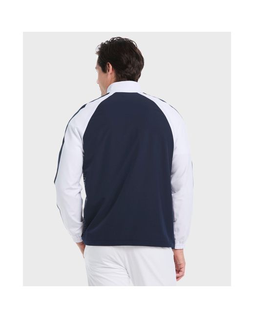 Original Penguin Blue Quarter Zip Colour Block Golf Jacket In Black Iris for men