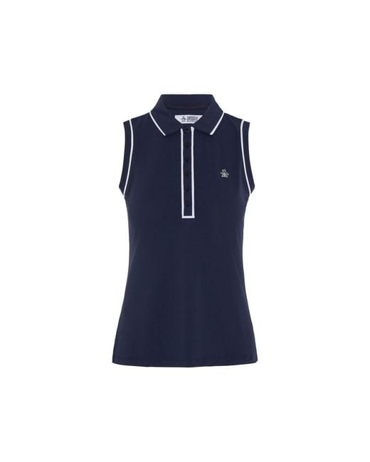 Original Penguin Blue Women's Veronica Sleeveless Golf Polo In Black Iris for men