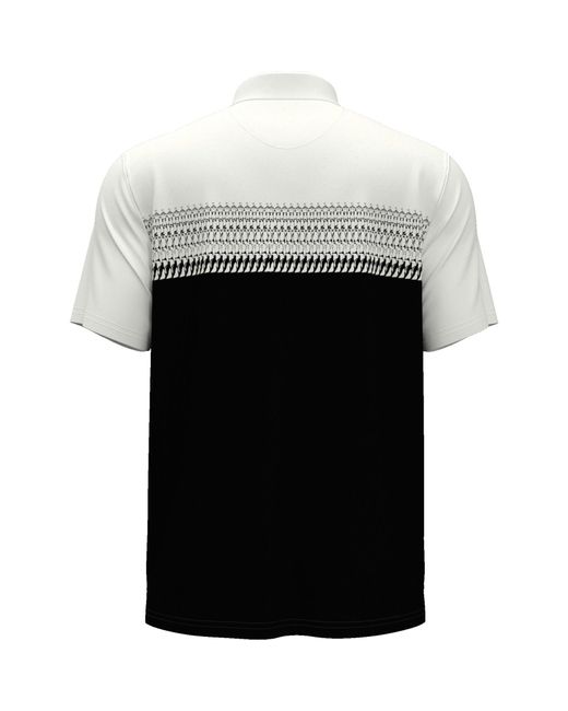 Original Penguin Blue Penguin Stripe Block Print Short Sleeve Golf Polo Shirt In Bright White for men