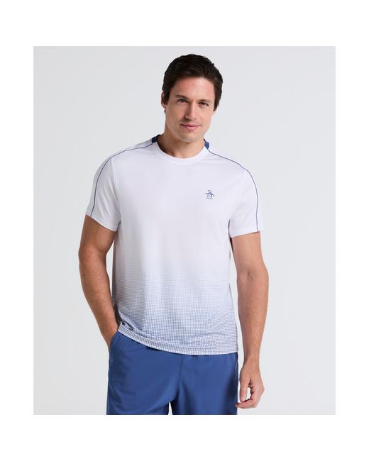 Original Penguin Ombre Net Graphic Performance Tennis T-shirt In Bright White for men