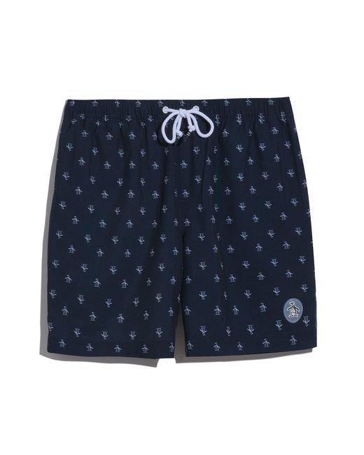 Original Penguin Multicolor Re-pete Swim Shorts In Dark Sapphire for men