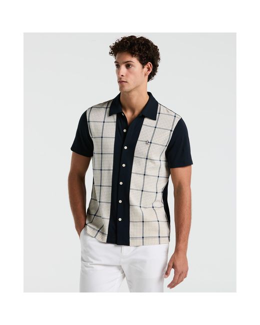 Original Penguin Black Interlock Plaid Bowling Shirt In Birch for men