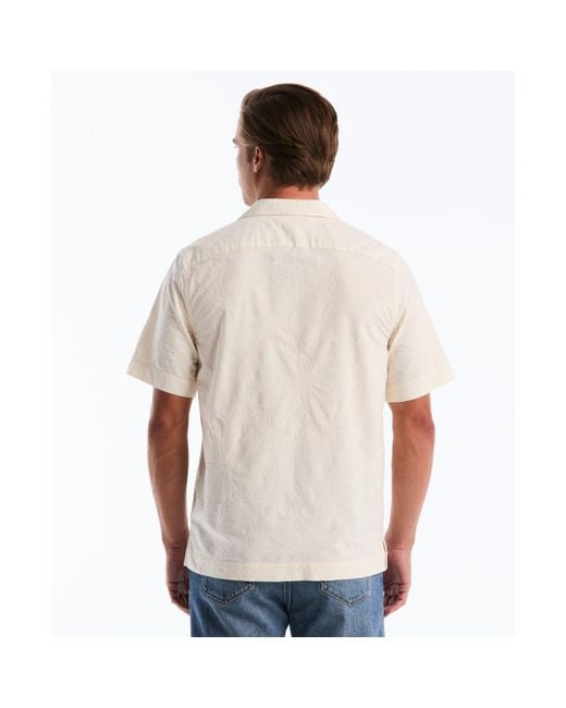 Original Penguin White Floral Embroidered Short Sleeve Shirt In Birch for men