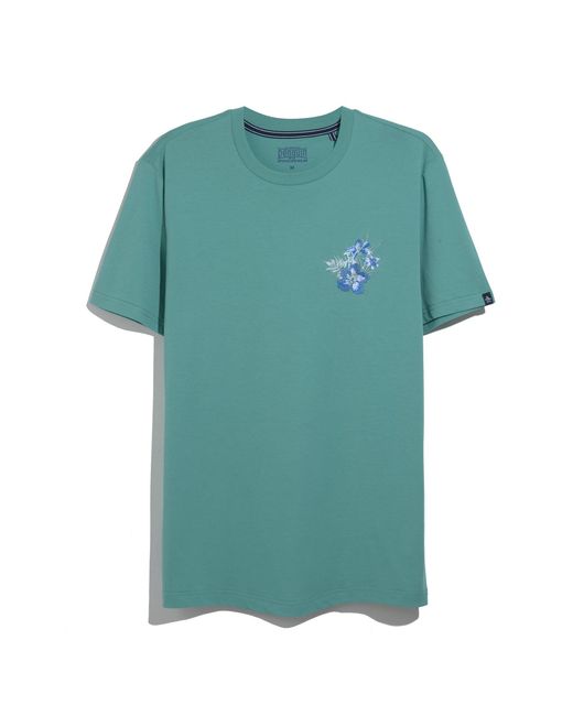 Original Penguin Embroidered Floral Graphic T-shirt In Beryl Green for men