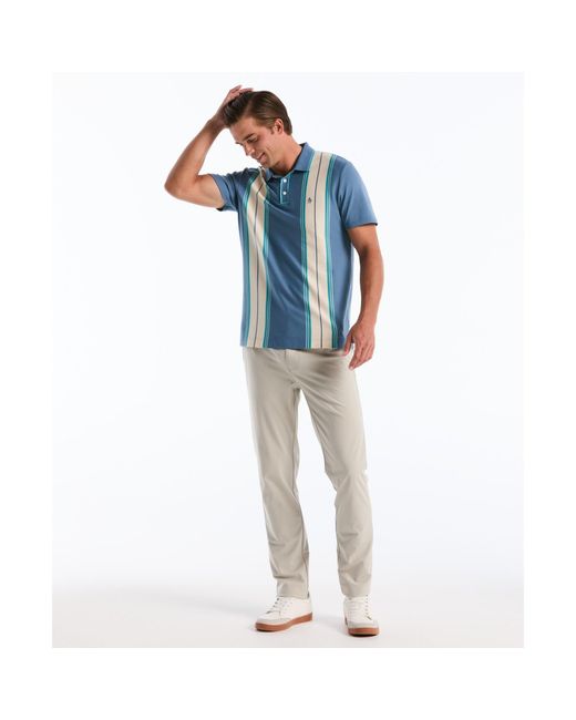 Original Penguin Jacquard Vertical Stripe Polo Shirt In Copen Blue for men