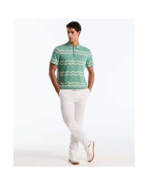 Original Penguin Jacquard Wavy Tiles Polo Shirt In Beryl Green for men