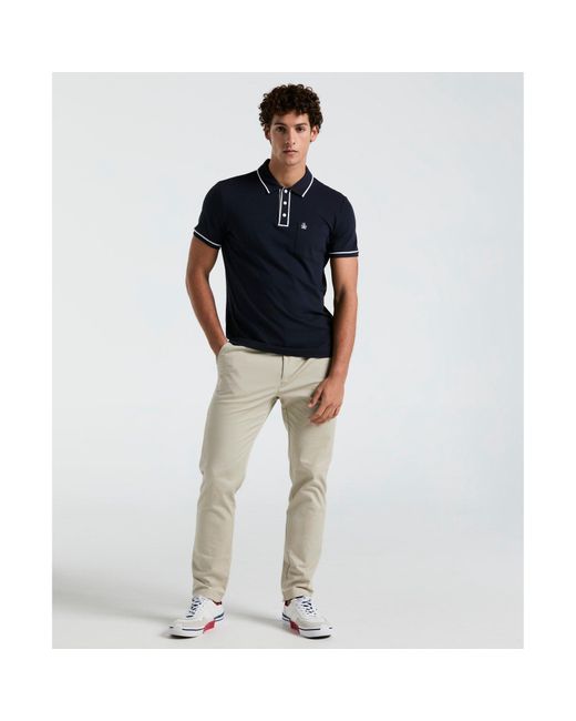 Original Penguin Blue Earl Pique Polo Shirt In Dark Sapphire for men