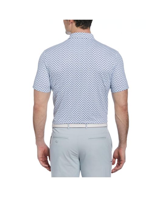 Original Penguin Blue Retro Geo Print Golf Polo Shirt In Black Iris for men