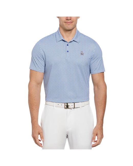 Original Penguin Heritage Geo Print Golf Polo Shirt In Amparo Blue for men
