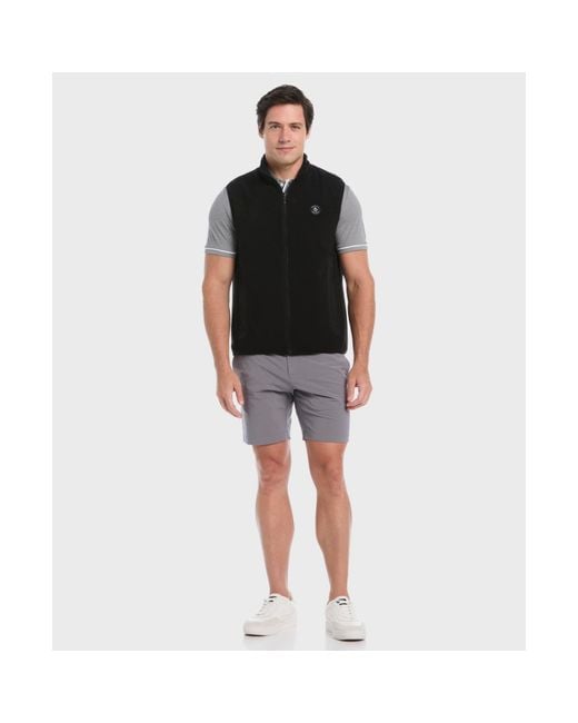 Original Penguin Black Mixed Media Reversible Fleece Golf Gilet In Caviar for men