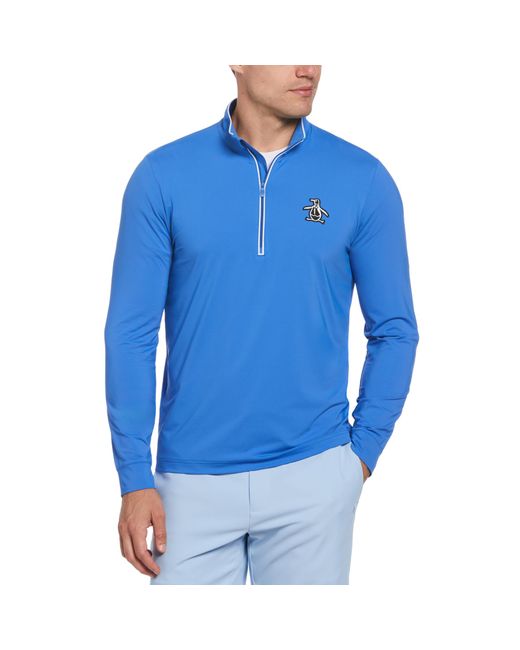Original Penguin Blue Technical Earl 1/4 Zip Long Sleeve Golf Sweater In Nebulas for men
