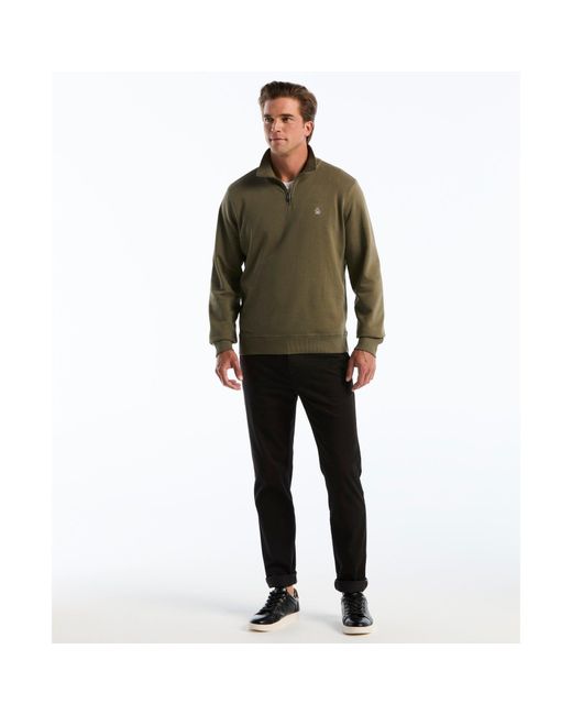 Original Penguin Green Sticker Pete Quarter Zip Sweatshirt In Dusty Olive for men