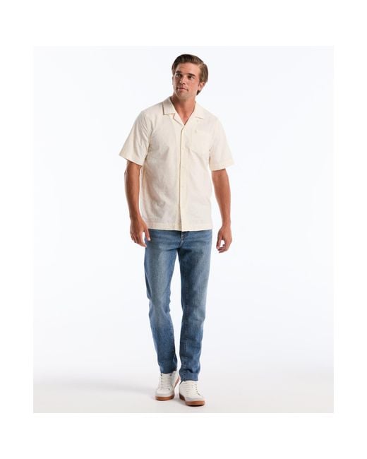 Original Penguin White Floral Embroidered Short Sleeve Shirt In Birch for men