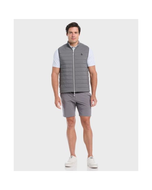 Original Penguin Gray Reversible Insulated Golf Gilet In Quiet Shade for men