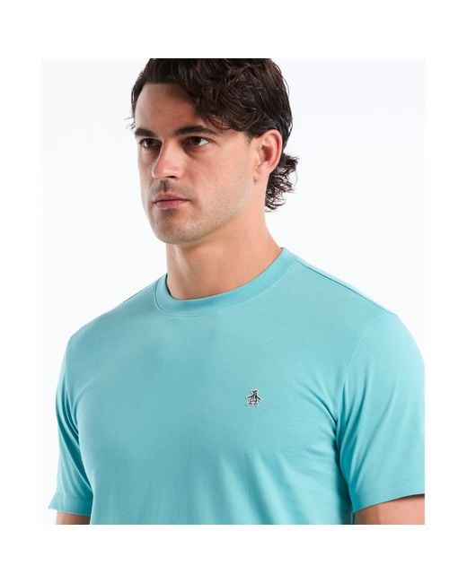 Original Penguin Blue Sticker Pete Logo T-shirt In Aquarelle for men