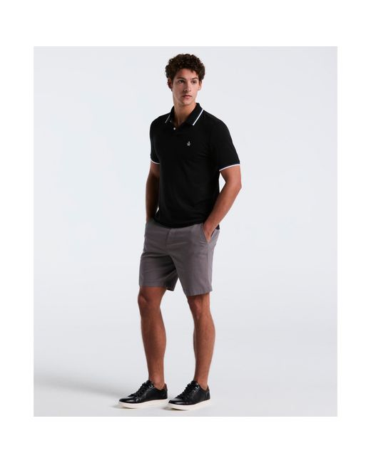 Original Penguin Sticker Pete Pique Polo Shirt In True Black for men