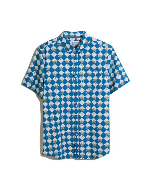 Original Penguin Short Sleeve All Over Tee Time Print Polo Shirt In Vallarta Blue for men