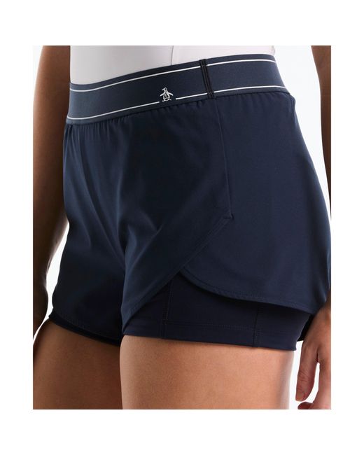 Original Penguin Blue Women's Tennis Short With Striped Pete In Black Iris for men