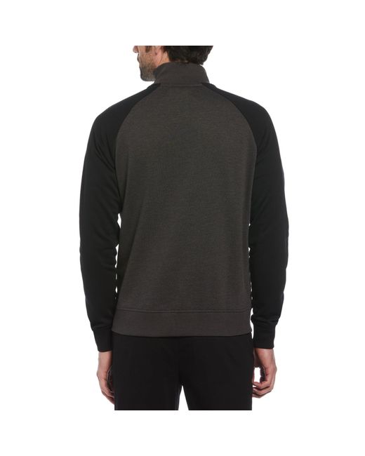 Original Penguin Black Knit Fleece Track Jacket In Dark Charcoal Heather for men