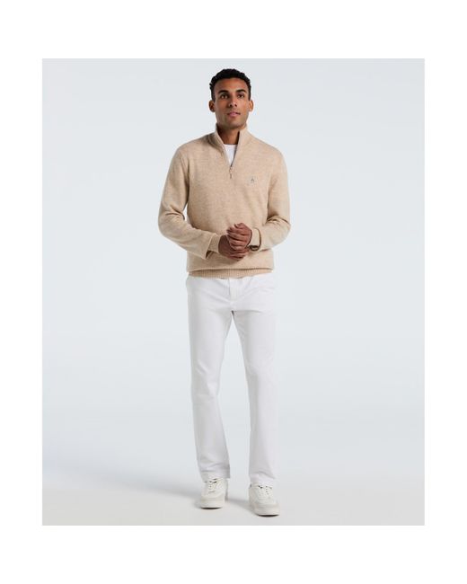 Original Penguin Natural Lambswool Quarter Zip Sweater In Birch for men