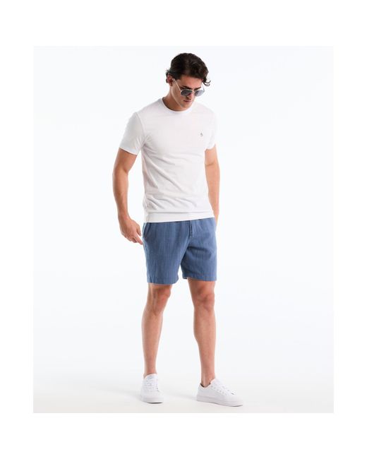 Original Penguin Blue Textured Dobby Shorts In Sargasso Sea for men
