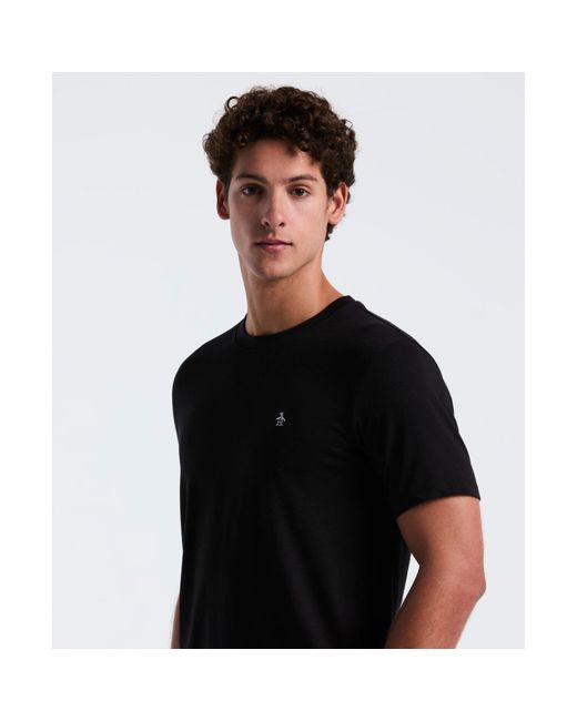 Original Penguin Black Penguin Embroidered Logo T-shirt for men