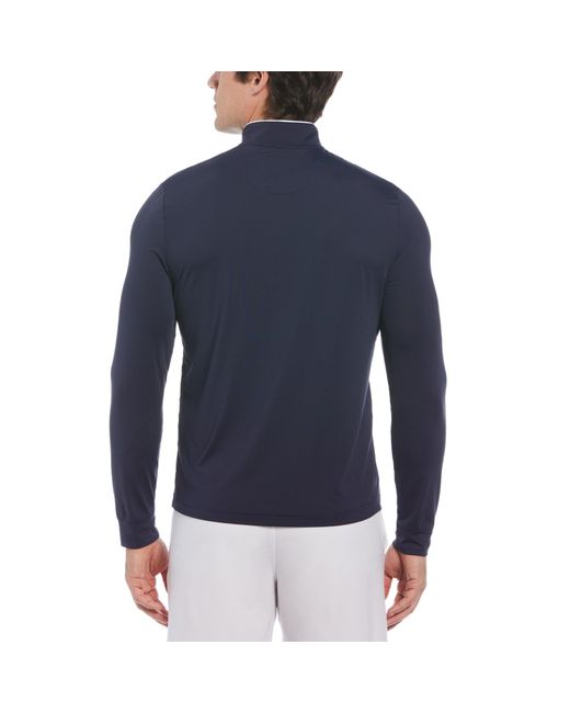 Original Penguin Blue Technical Earl 1/4 Zip Long Sleeve Golf Sweater In Black Iris for men